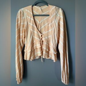 Free People Peach Striped Top size XS boho